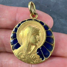 Load image into Gallery viewer, French Vernon Virgin Mary Plique A Jour Enamel 18K Yellow Gold Charm Pendant
