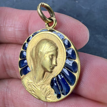 Load image into Gallery viewer, French Vernon Virgin Mary Plique A Jour Enamel 18K Yellow Gold Charm Pendant
