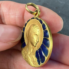 Load image into Gallery viewer, French Vernon Virgin Mary Plique A Jour Enamel 18K Yellow Gold Charm Pendant
