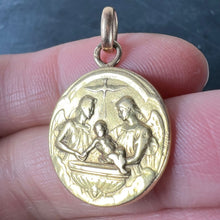 Load image into Gallery viewer, French Dropsy Baptism Angel Holy Dove 18K Yellow Gold Religious Medal Pendant
