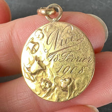 Load image into Gallery viewer, French Dropsy Baptism Angel Holy Dove 18K Yellow Gold Religious Medal Pendant
