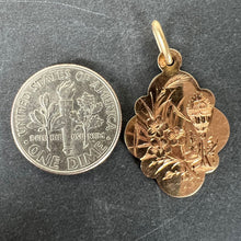 Load image into Gallery viewer, Antique French First Communion Chalice Floral 18K Rose Gold Charm Pendant
