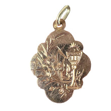 Load image into Gallery viewer, Antique French First Communion Chalice Floral 18K Rose Gold Charm Pendant
