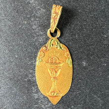Load image into Gallery viewer, Antique French First Communion Chalice Floral 18K Yellow Gold Charm Pendant
