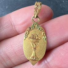 Load image into Gallery viewer, Antique French First Communion Chalice Floral 18K Yellow Gold Charm Pendant
