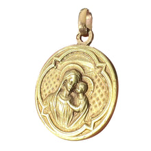 Load image into Gallery viewer, Antique French Madonna and Child 18K Yellow Gold Religious Medal Pendant
