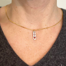 Load image into Gallery viewer, French Art Deco Love Thermometer 18K Yellow Gold Enamel Charm Pendant
