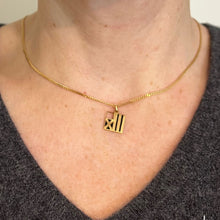 Load image into Gallery viewer, Vintage Deco February Wisdom Pisces Flag Enamel 18K Yellow Gold Charm Pendant
