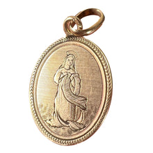 Load image into Gallery viewer, Antique French Virgin Mary 18K Rose Gold Oval Charm Medal Pendant
