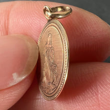 Load image into Gallery viewer, Antique French Virgin Mary 18K Rose Gold Oval Charm Medal Pendant
