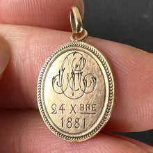 Load image into Gallery viewer, Antique French Virgin Mary 18K Rose Gold Oval Charm Medal Pendant
