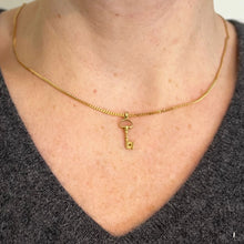 Load image into Gallery viewer, Vintage Good Luck Key 18K Yellow Gold Charm Pendant
