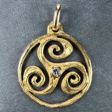 Load image into Gallery viewer, French Pierre Toulhart Triskel Triskelion 18K Yellow Gold Diamond Pendant
