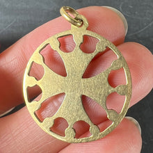 Load image into Gallery viewer, Vintage French 18K Yellow Gold Red Enamel Maltese Cross Medal Charm Pendant
