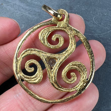 Load image into Gallery viewer, French Pierre Toulhart Triskel Triskelion 18K Yellow Gold Diamond Pendant
