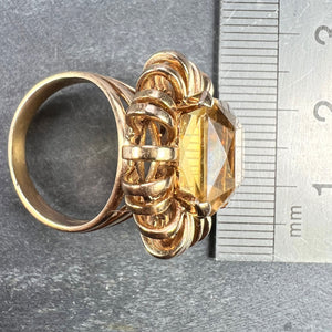 8.42 Carat Citrine 18 Karat Yellow Gold Retro Spring Cocktail Ring