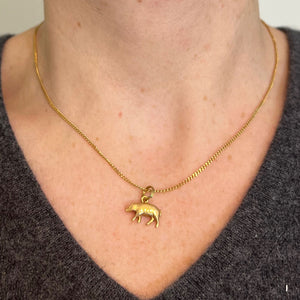 French 18K Yellow Gold Lucky Pig Charm Pendant