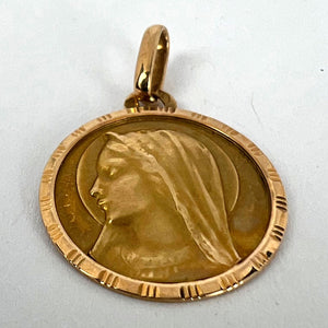 French Perriat Virgin Mary 18K Yellow Gold Pendant Charm