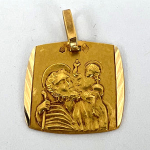 French 18K Yellow Gold Saint Christopher Charm Pendant