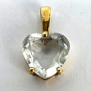 Vintage French 18K Yellow Gold Blue Aquamarine Heart-Shaped Pendant