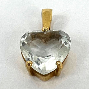 Vintage French 18K Yellow Gold Blue Aquamarine Heart-Shaped Pendant