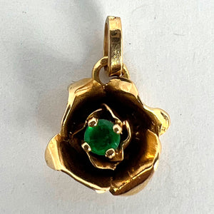 French Rose 18K Yellow Gold Emerald Charm Pendant