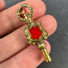 Load image into Gallery viewer, Gold Plated Carnelian Rock Crystal Clock Winder Charm Pendant
