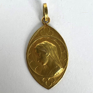 French Dropsy Virgin Mary 18K Yellow Gold Charm Pendant