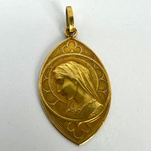 French Dropsy Virgin Mary 18K Yellow Gold Charm Pendant