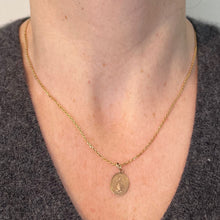 Load image into Gallery viewer, Antique French Virgin Mary 18K Rose Gold Oval Charm Medal Pendant
