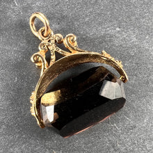 Load image into Gallery viewer, 9K Rose Gold Smoky Quartz Spinning Fob Charm Pendant
