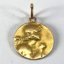 Load image into Gallery viewer, Antique French Robert Angel Praying 18 Karat Yellow Gold Medal Pendant
