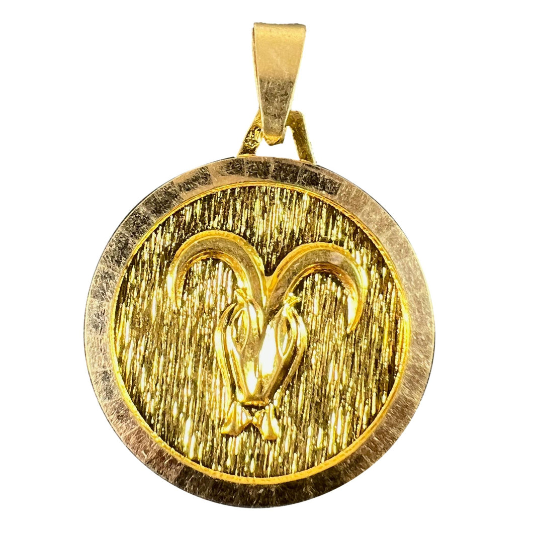 Vintage French Zodiac Ares 18K Yellow Gold Charm Pendant