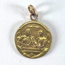 Load image into Gallery viewer, French Dropsy Baptism Angel Holy Dove 18K Yellow Gold Religious Medal Pendant
