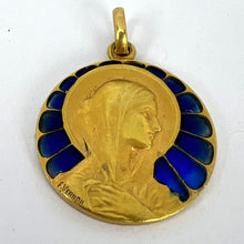 Load image into Gallery viewer, French Vernon Virgin Mary Plique A Jour Enamel 18K Yellow Gold Charm Pendant
