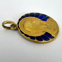 Load image into Gallery viewer, French Vernon Virgin Mary Plique A Jour Enamel 18K Yellow Gold Charm Pendant
