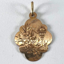 Load image into Gallery viewer, Antique French First Communion Chalice Floral 18K Rose Gold Charm Pendant

