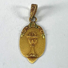 Load image into Gallery viewer, Antique French First Communion Chalice Floral 18K Yellow Gold Charm Pendant
