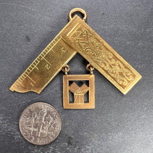 Load image into Gallery viewer, Large 18K Yellow Gold Masonic Charm Pendant
