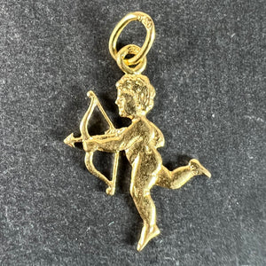 Vintage French Cupid Love 18K Yellow Gold Charm Pendant