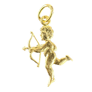 Vintage French Cupid Love 18K Yellow Gold Charm Pendant