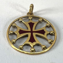 Load image into Gallery viewer, Vintage French 18K Yellow Gold Red Enamel Maltese Cross Medal Charm Pendant
