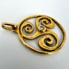 Load image into Gallery viewer, French Pierre Toulhart Triskel Triskelion 18K Yellow Gold Diamond Pendant
