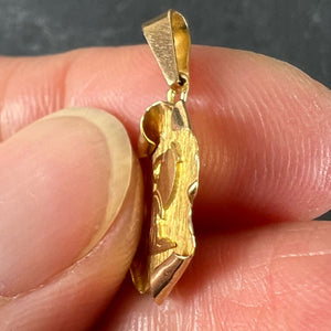 Vintage French Aquarius Scroll  Zodiac 18K Yellow Gold Charm Pendant