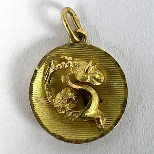 Vintage French Capricorn Starsign Zodiac 18K Yellow Gold Charm Medal Pendant