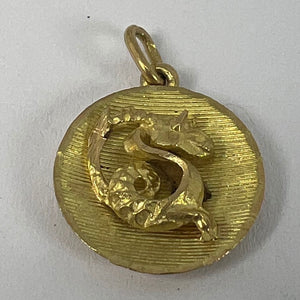 Vintage French Capricorn Starsign Zodiac 18K Yellow Gold Charm Medal Pendant
