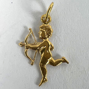 Vintage French Cupid Love 18K Yellow Gold Charm Pendant