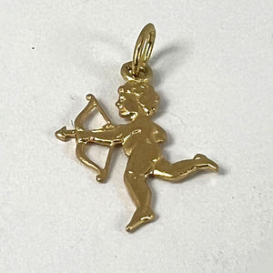 Vintage French Cupid Love 18K Yellow Gold Charm Pendant