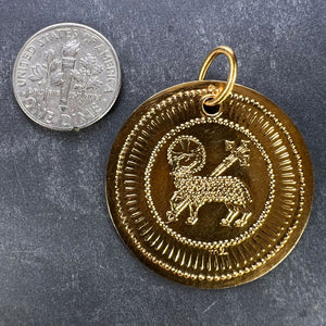 French Lamb of God 18K Yellow Gold Religious Medal Pendant