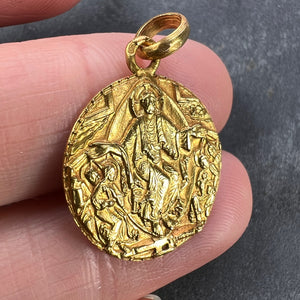 French Jesus Christ on Throne 18K Yellow Gold Medal Pendant